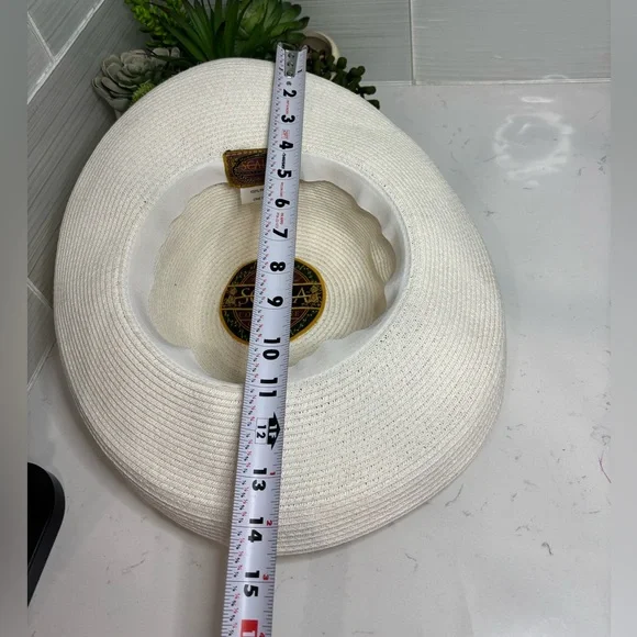 Scala Collezione Classic Cream Wide-Brim Hat Brim Beach Vacation Sun - Picture 7 of 10
